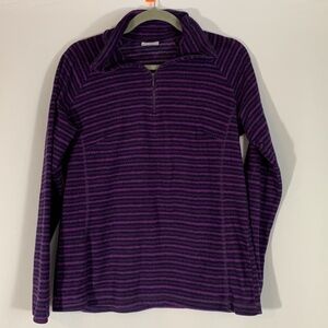 Columbia Purple & Black Striped Fleece Zip Sweater